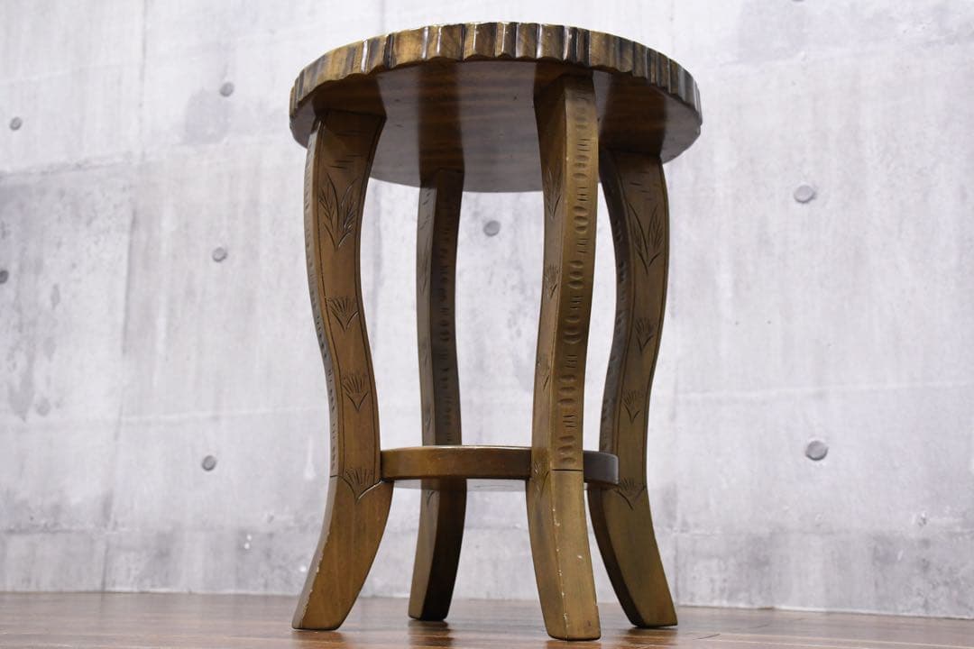 EHK16 伝統工芸 軽井沢彫り サイドテーブル 桜彫刻 細密彫刻 飾り台