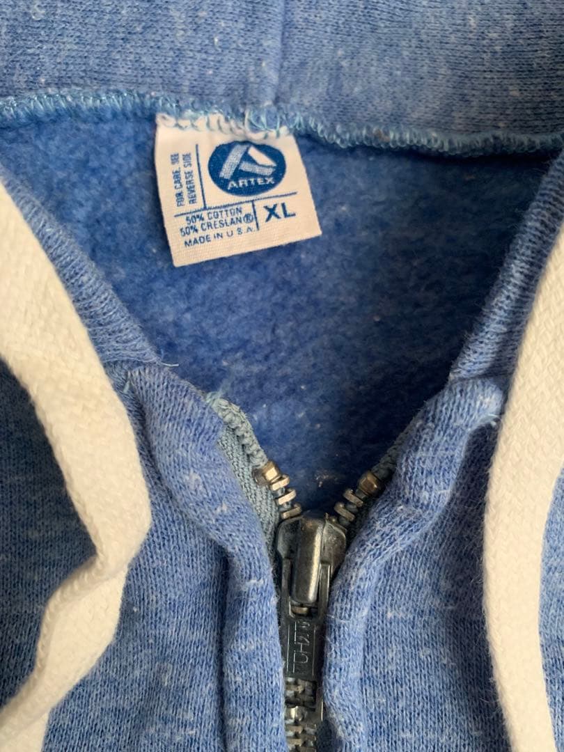80s XL ARTEX フルジップ スウェット パーカー USA製 フロッキー