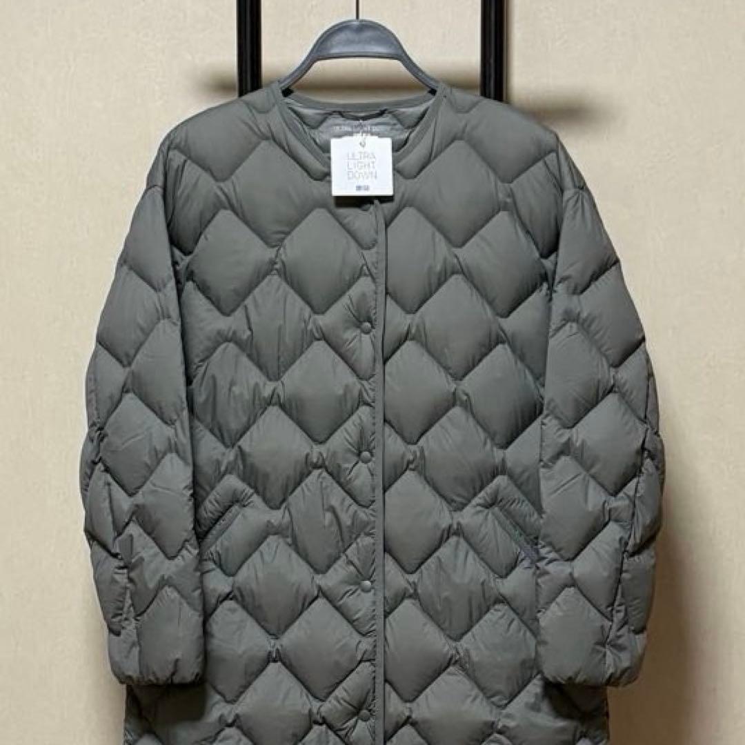新品 ユニクロ ウルトラライトダウン リラックスコート オリーブ L