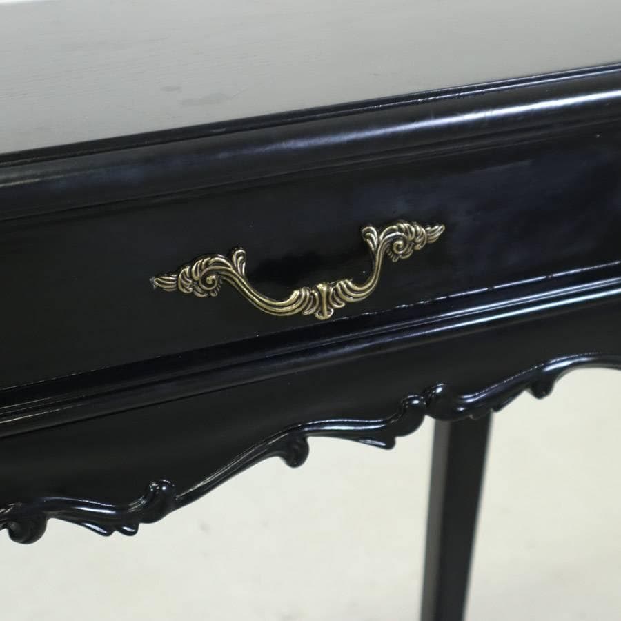 フレンチアンティーク調 猫脚 コンソールデスク サイドテーブル 黒 ロココ調
