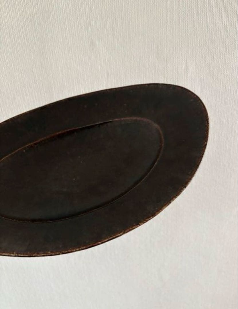 【未使用】林拓児さん　黒釉 楕円皿　2枚　中サイズ