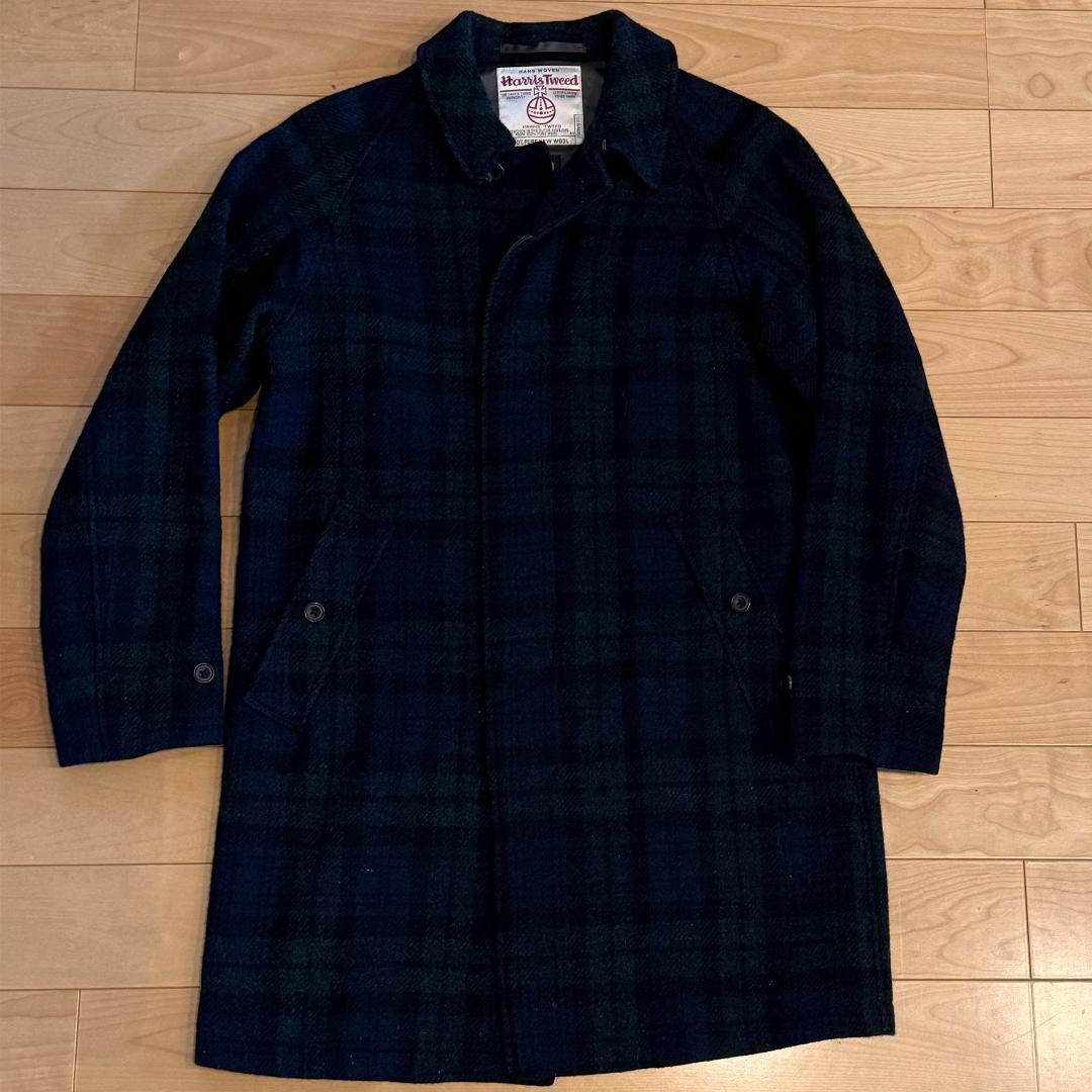 BEAMS+ ハリスツイード ステンカラーコート M ブラックウォッチ