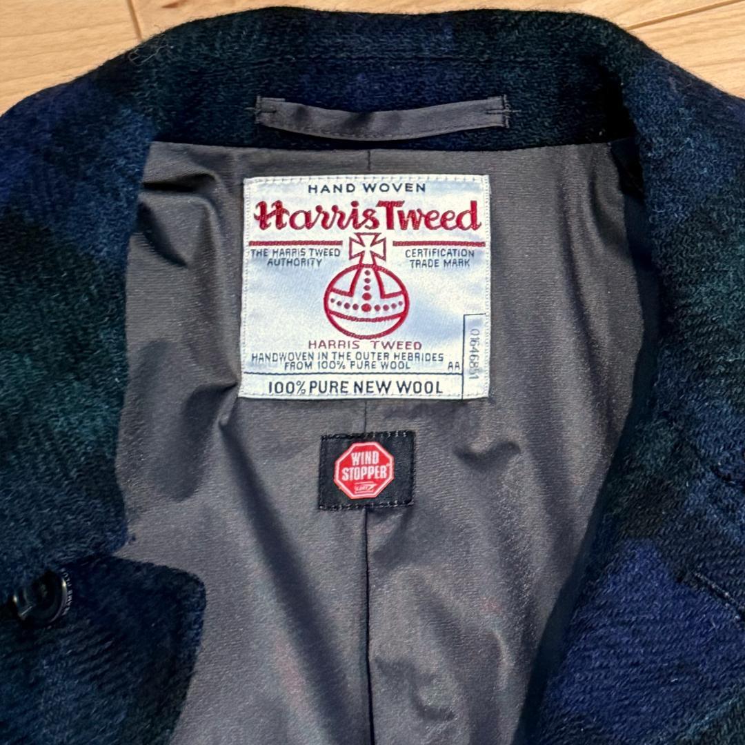 BEAMS+ ハリスツイード ステンカラーコート M ブラックウォッチ