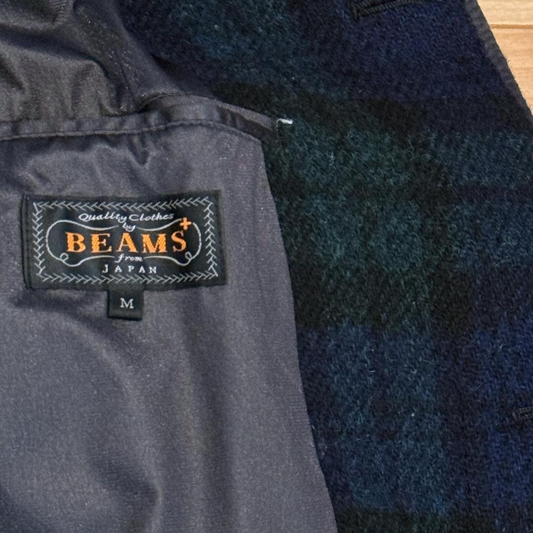 BEAMS+ ハリスツイード ステンカラーコート M ブラックウォッチ