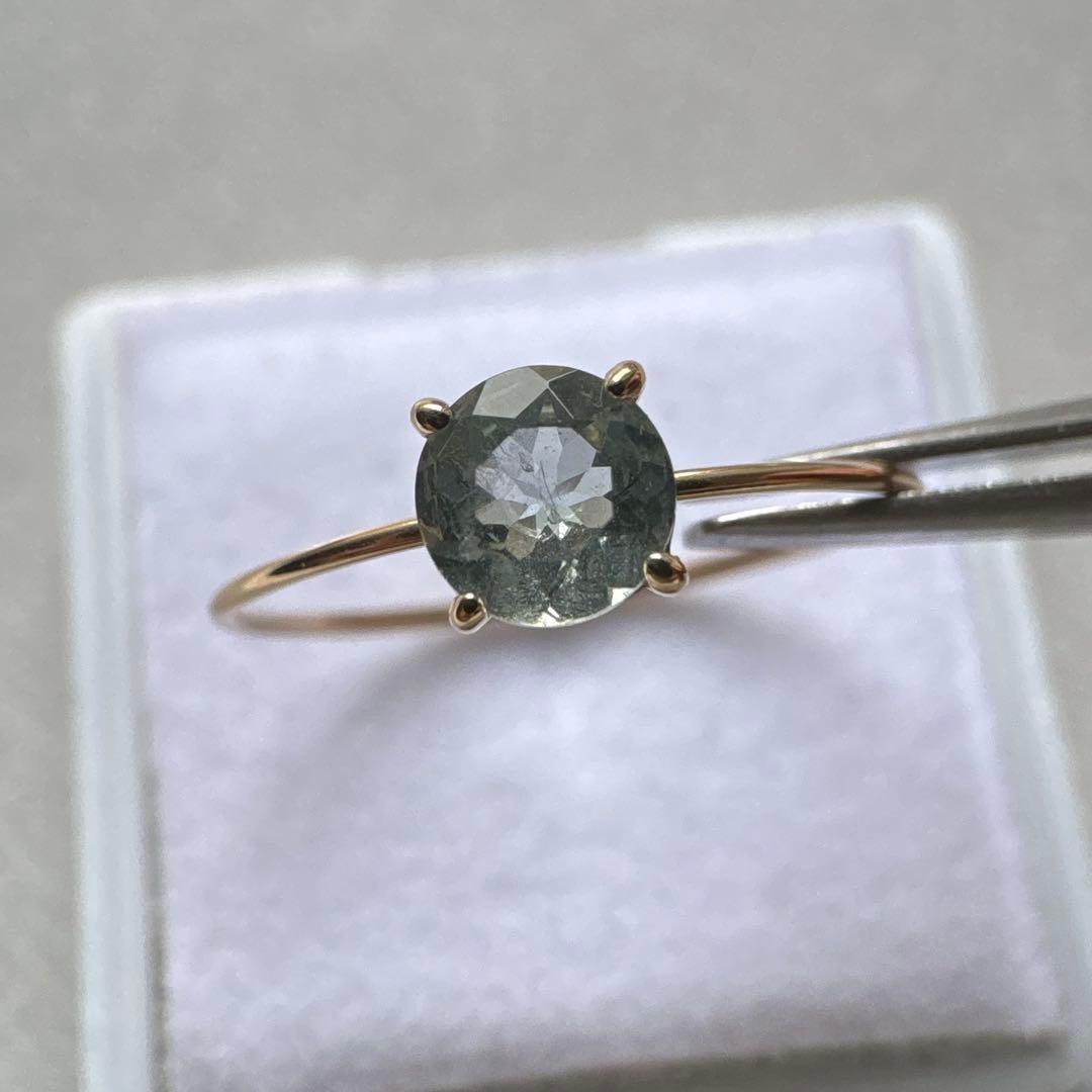 k10 YG グリーンベリル　15号　6mm ラウンド　リング　指輪