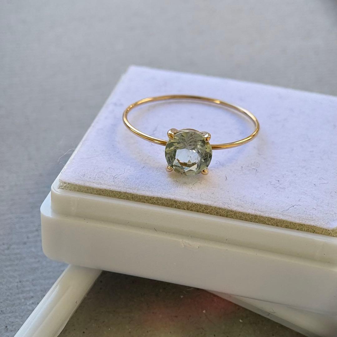 k10 YG グリーンベリル　15号　6mm ラウンド　リング　指輪