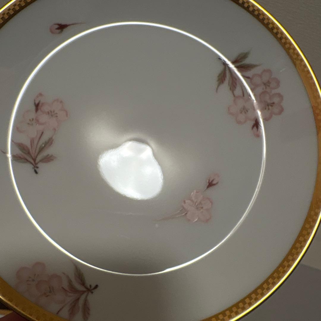 大倉陶園　歳時記シリーズ　桜　市松金彩金蝕　デザートプレート　17cm