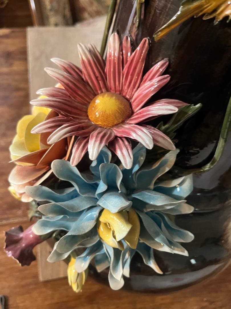 イタリア製 カポディモンテ フラワーベース 花瓶 置物 インテリア アンティーク