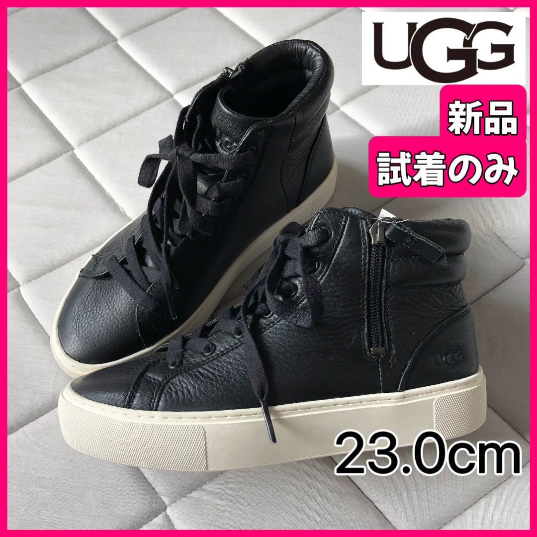 新品試着 UGG OLLI アグ レザー ハイカット ブラック サイドジップ23