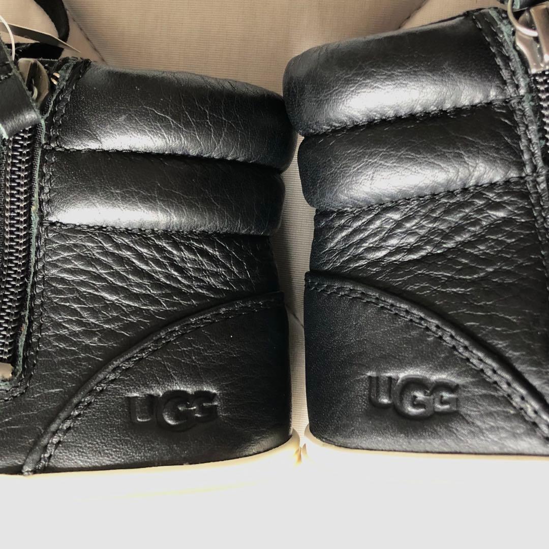新品試着 UGG OLLI アグ レザー ハイカット ブラック サイドジップ23