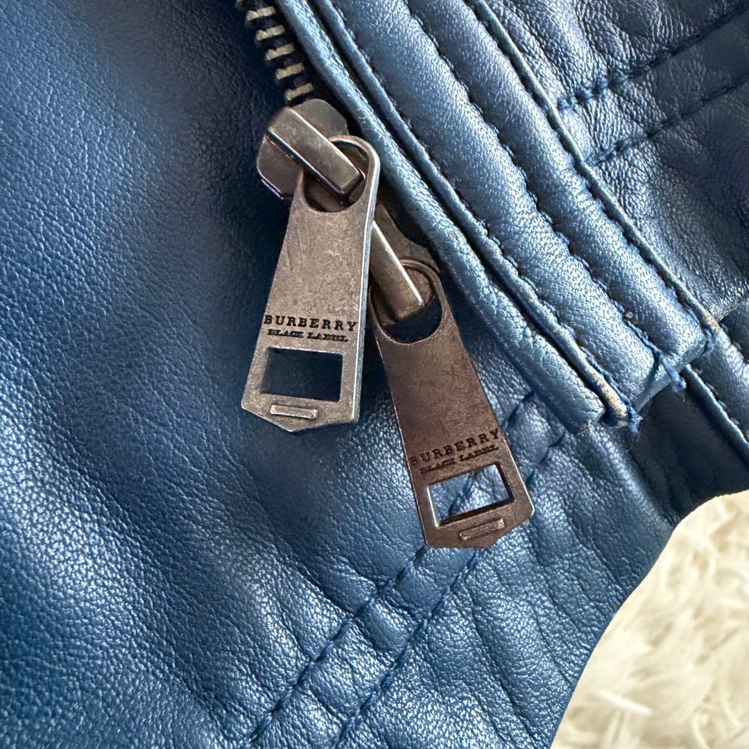 【美品】【希少】バーバリーブラックレーベル　シングルライダース ネイビー系　L