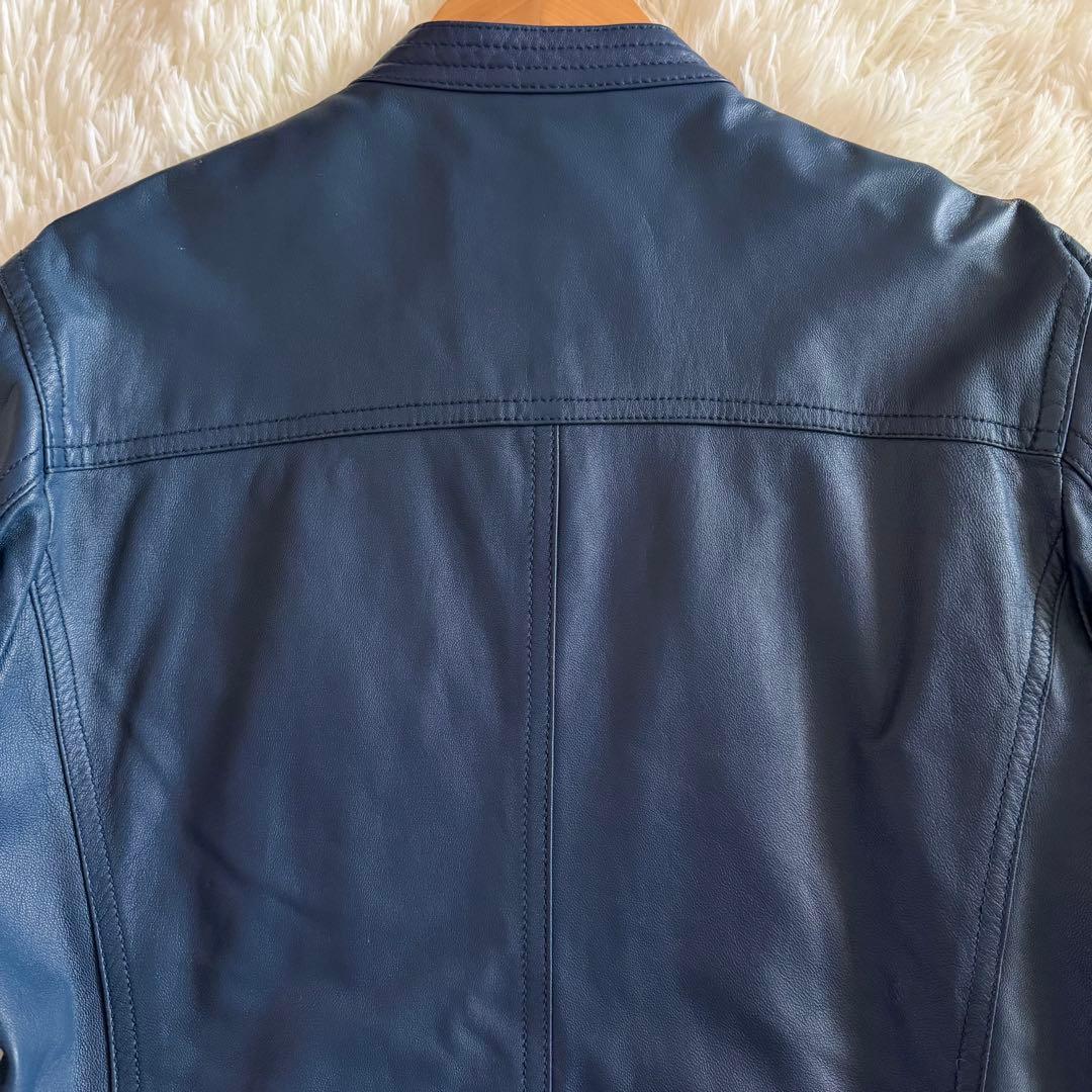 【美品】【希少】バーバリーブラックレーベル　シングルライダース ネイビー系　L
