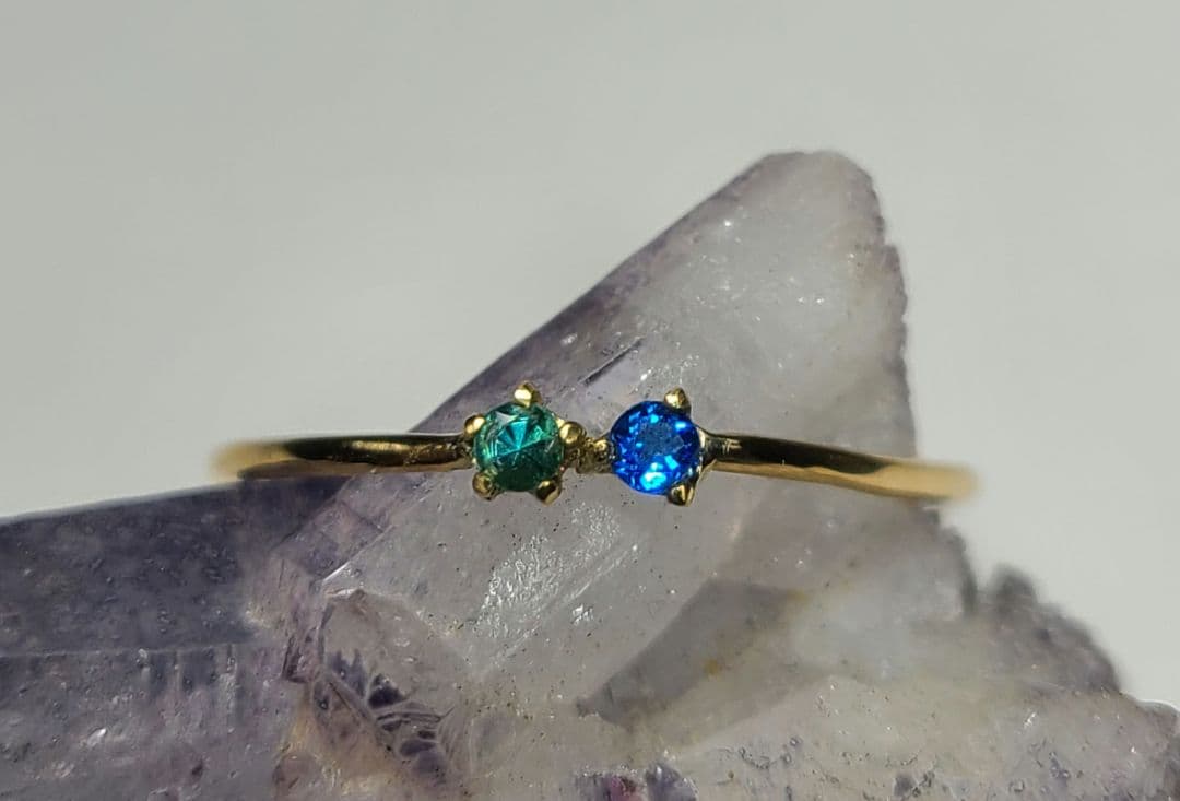 美しきビビッドブルーの共演★パライバトルマリン&アウイナイト18金リング★