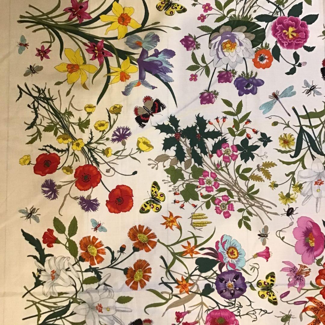 グッチ　GUCCI フローラ　コットン　スカーフ　花柄　ビンテージ　153cm