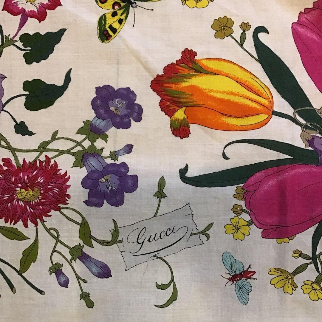 グッチ　GUCCI フローラ　コットン　スカーフ　花柄　ビンテージ　153cm