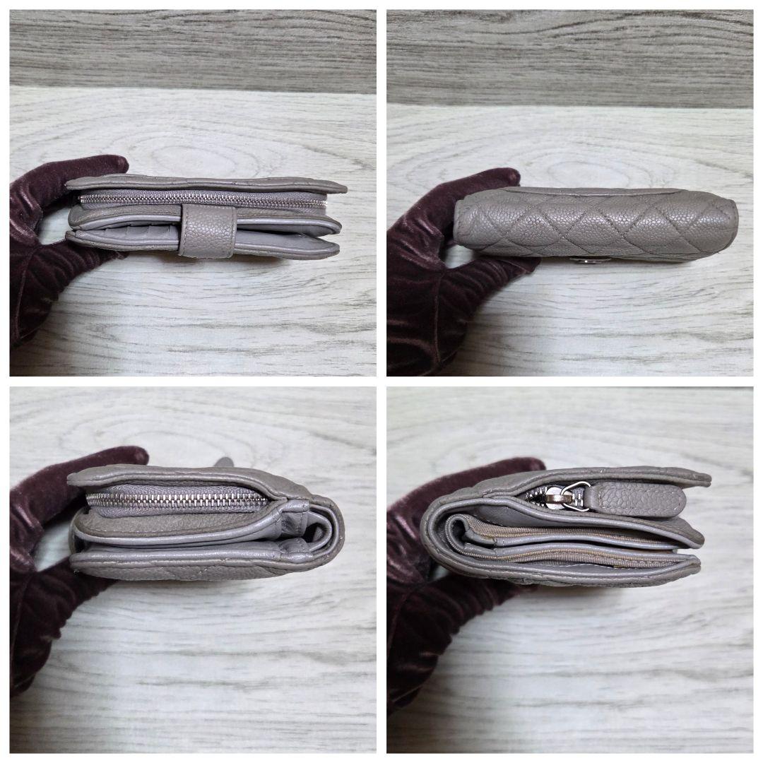 シャネル 二つ折り財布 マトラッセ ココマーク キャビアスキン