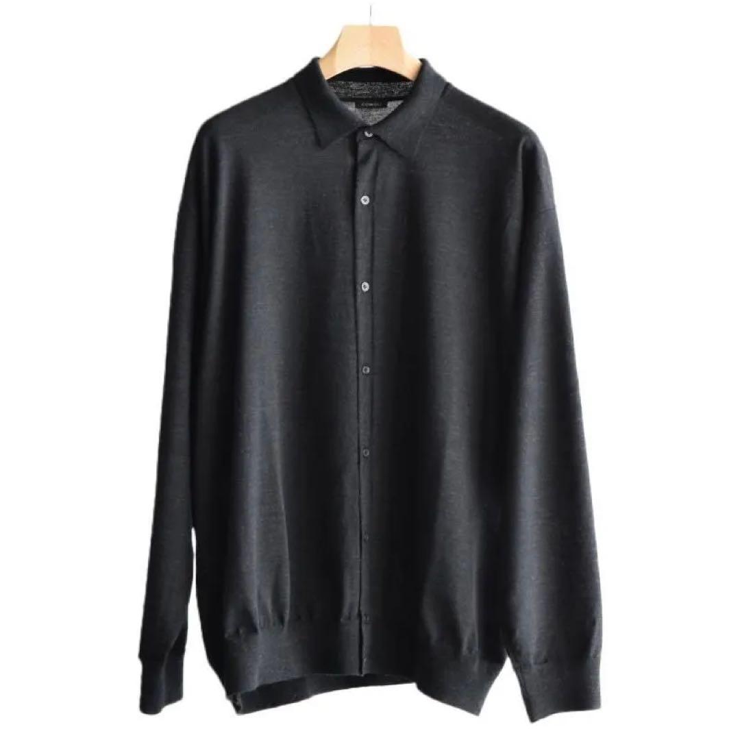 COMOLI 25AW ウール衿付き カーディガン チャコール SIZE3