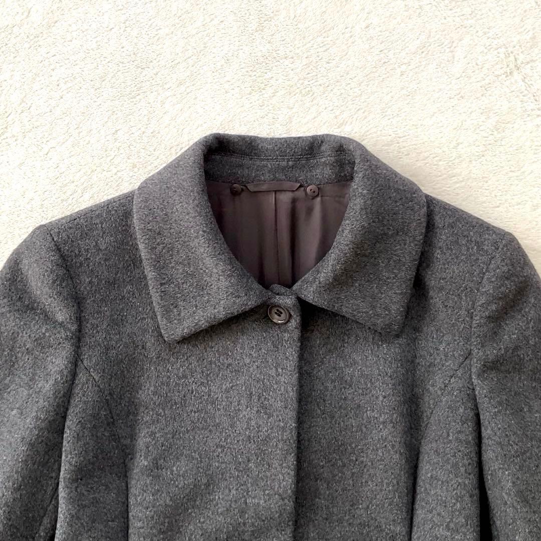 【美品】ANAYI ロングコート アンゴラ混 ブルーフォックス ベルト Ａライン