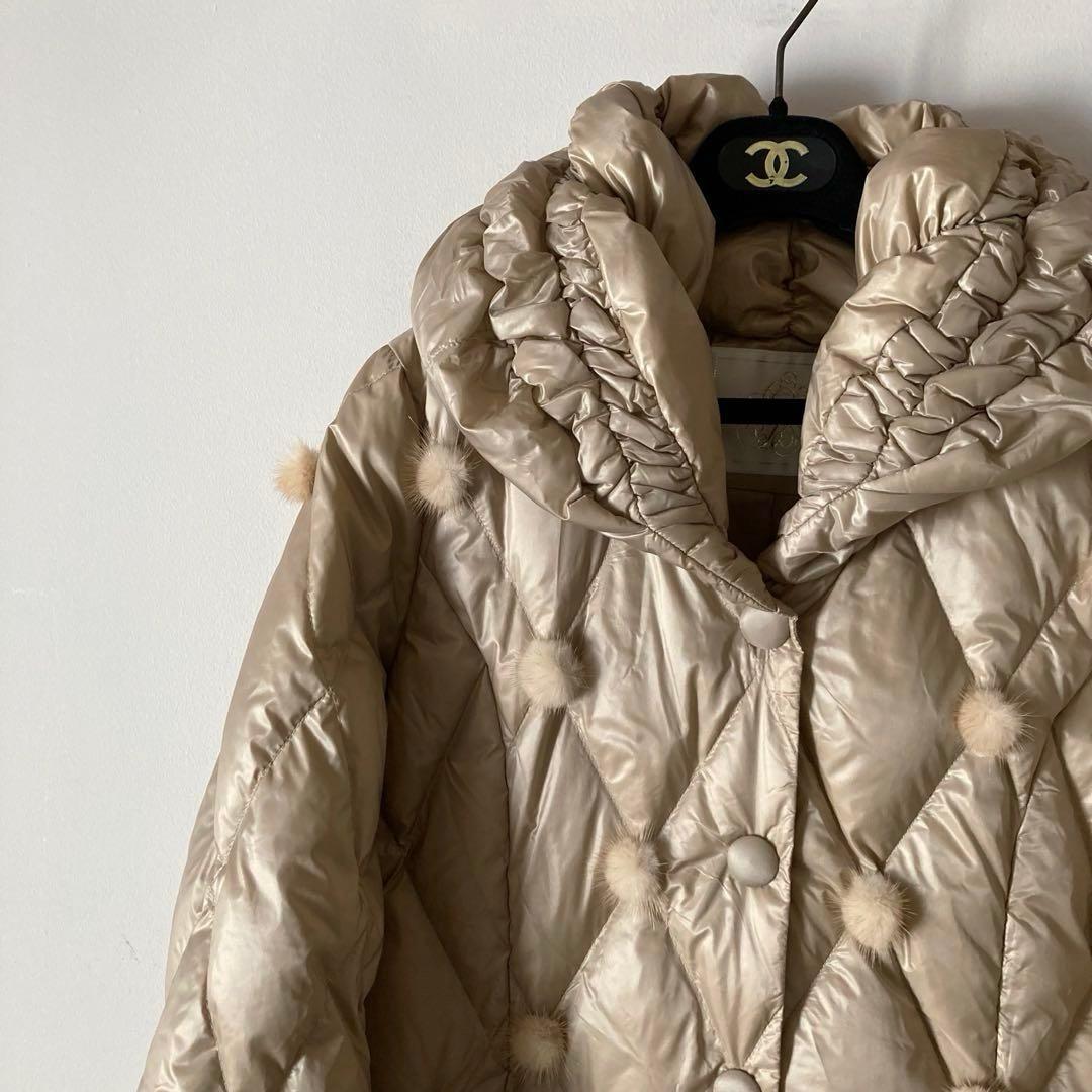 伊太利屋イタリヤ10万＊最高級ミンクファー付きボリュームダウンコート