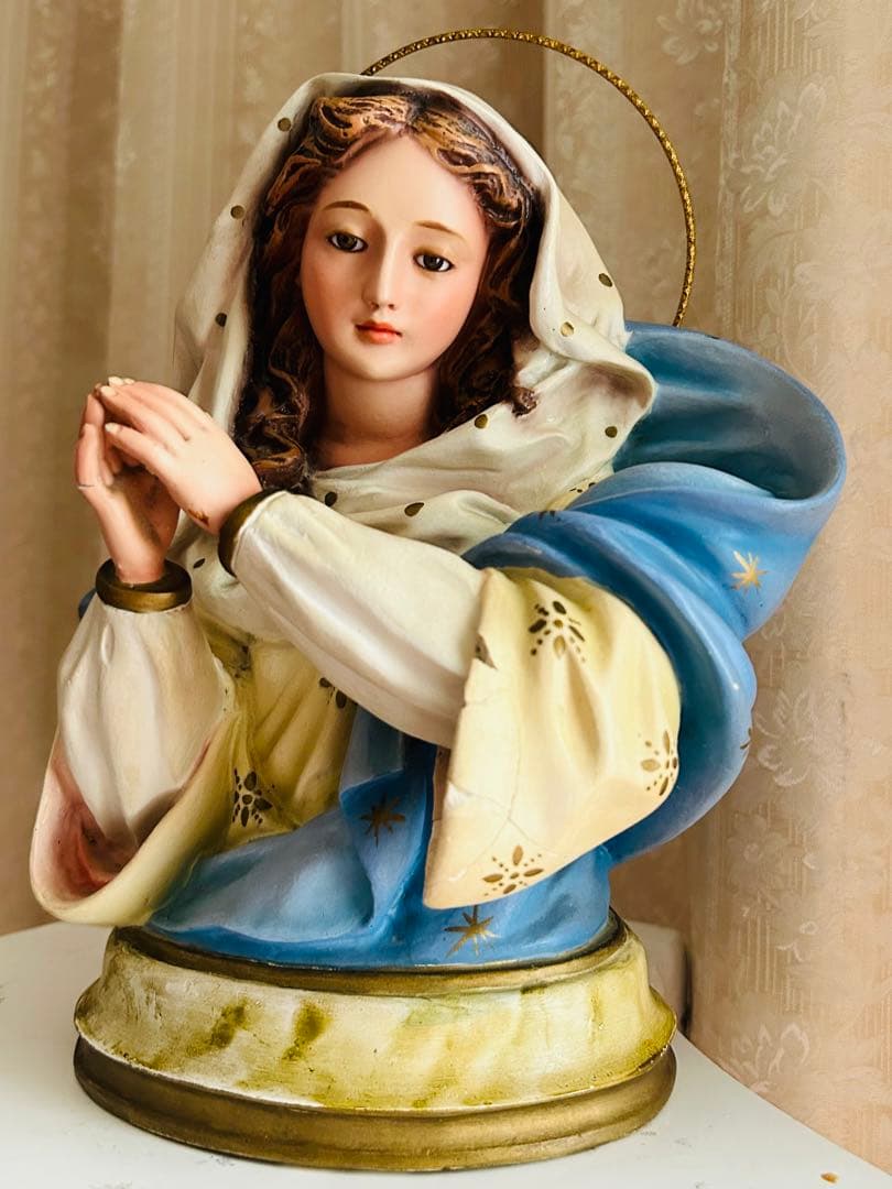 【訳あり超希少品】美顔の聖母マリア半身像　アンティーク