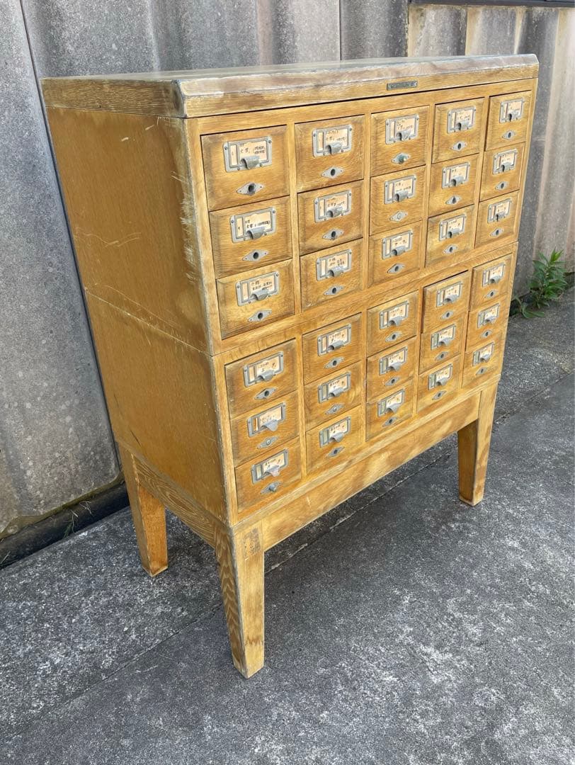 ビンテージ/学校/図書館/収納棚/棚/カードケース/キャビネット/小引き出し/②