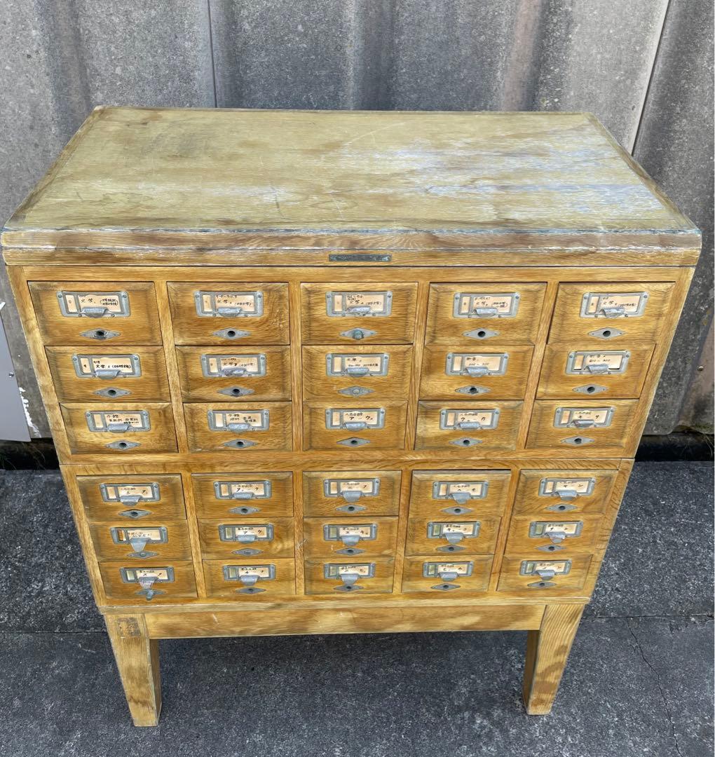 ビンテージ/学校/図書館/収納棚/棚/カードケース/キャビネット/小引き出し/②