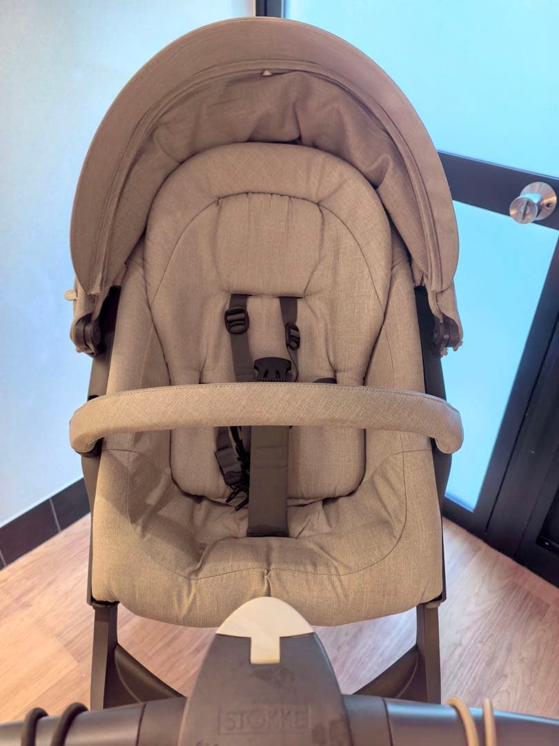 STOKKE ベビーカー グレー レインカバー、蚊帳、収納バッグ付き