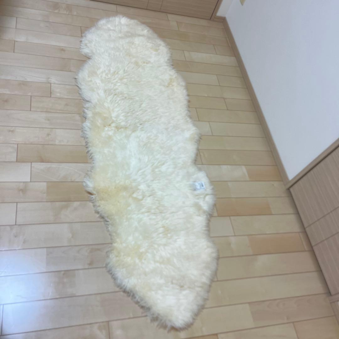 川島織物セルコン　羊毛ラグ 長毛　ムートン　フリース　約65×190cm 羊毛皮
