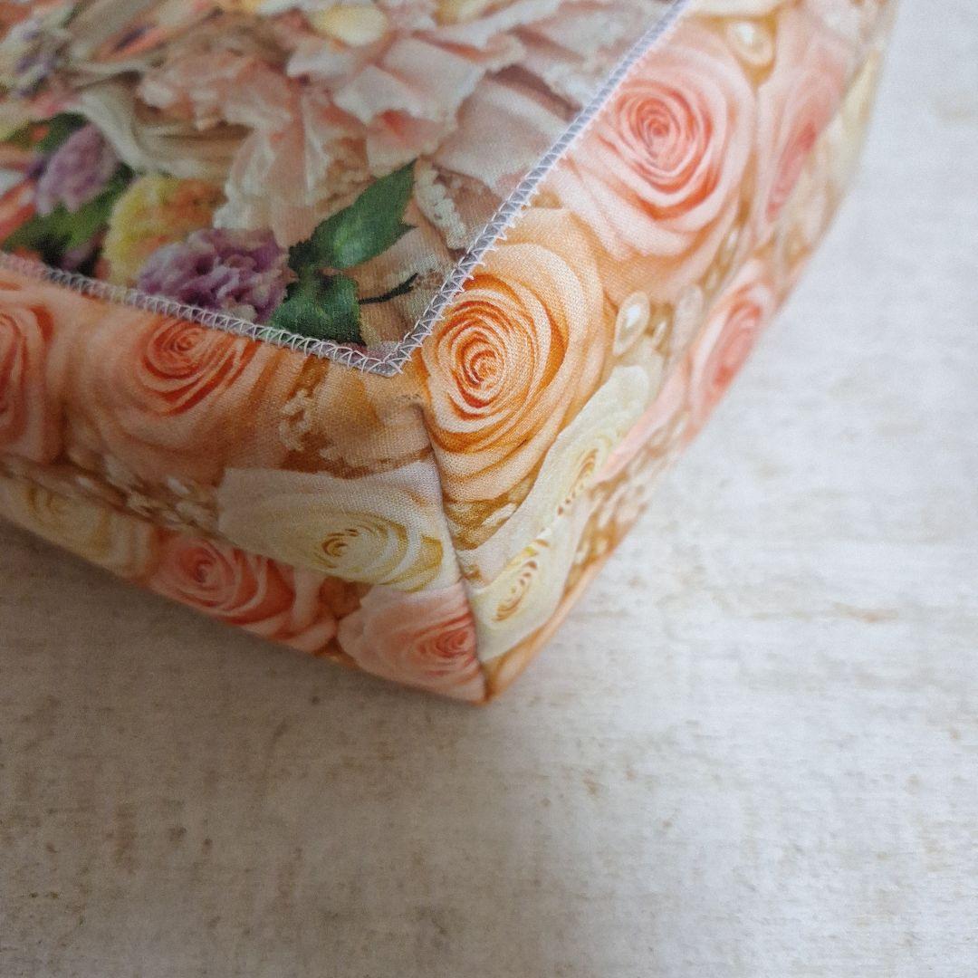 激レア女の子とねこパネル生地　ハンドメイド　布バスケット　フラットポーチ