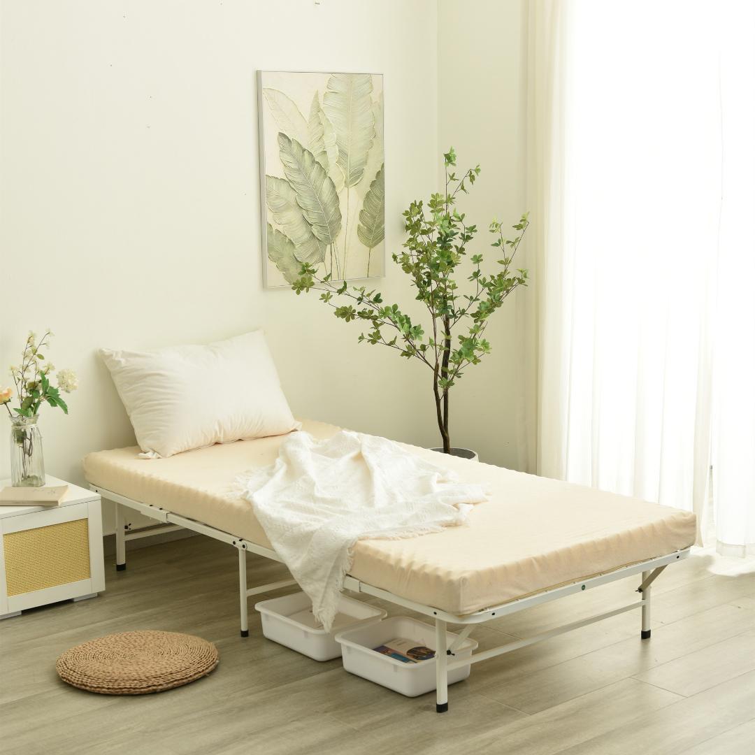 パイプベッド折りたたみベッドシングルベッド下収納シングルベッド耐荷重200kg