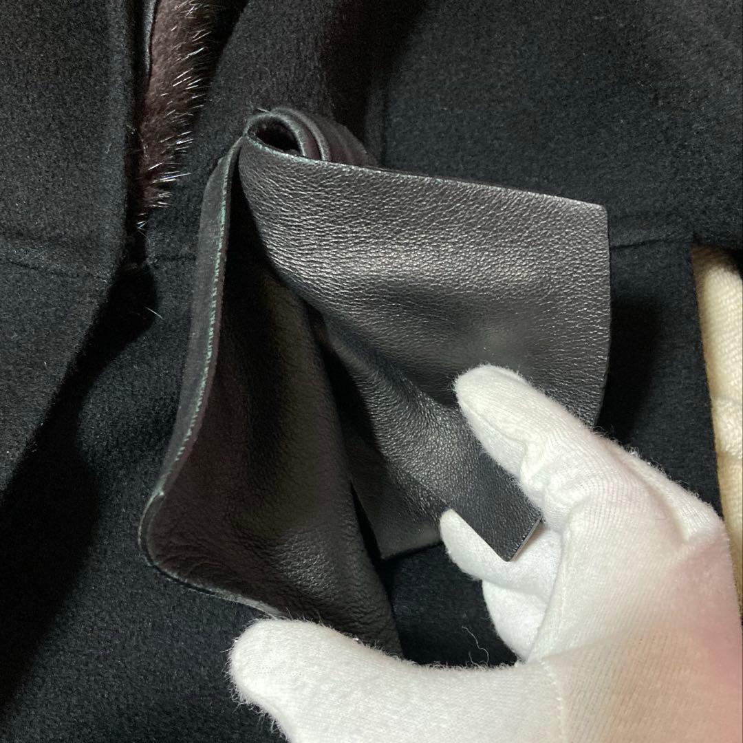 【2/15までの出品】ヴァレンティノ ブラックロングコートカシミヤ混ファー付き