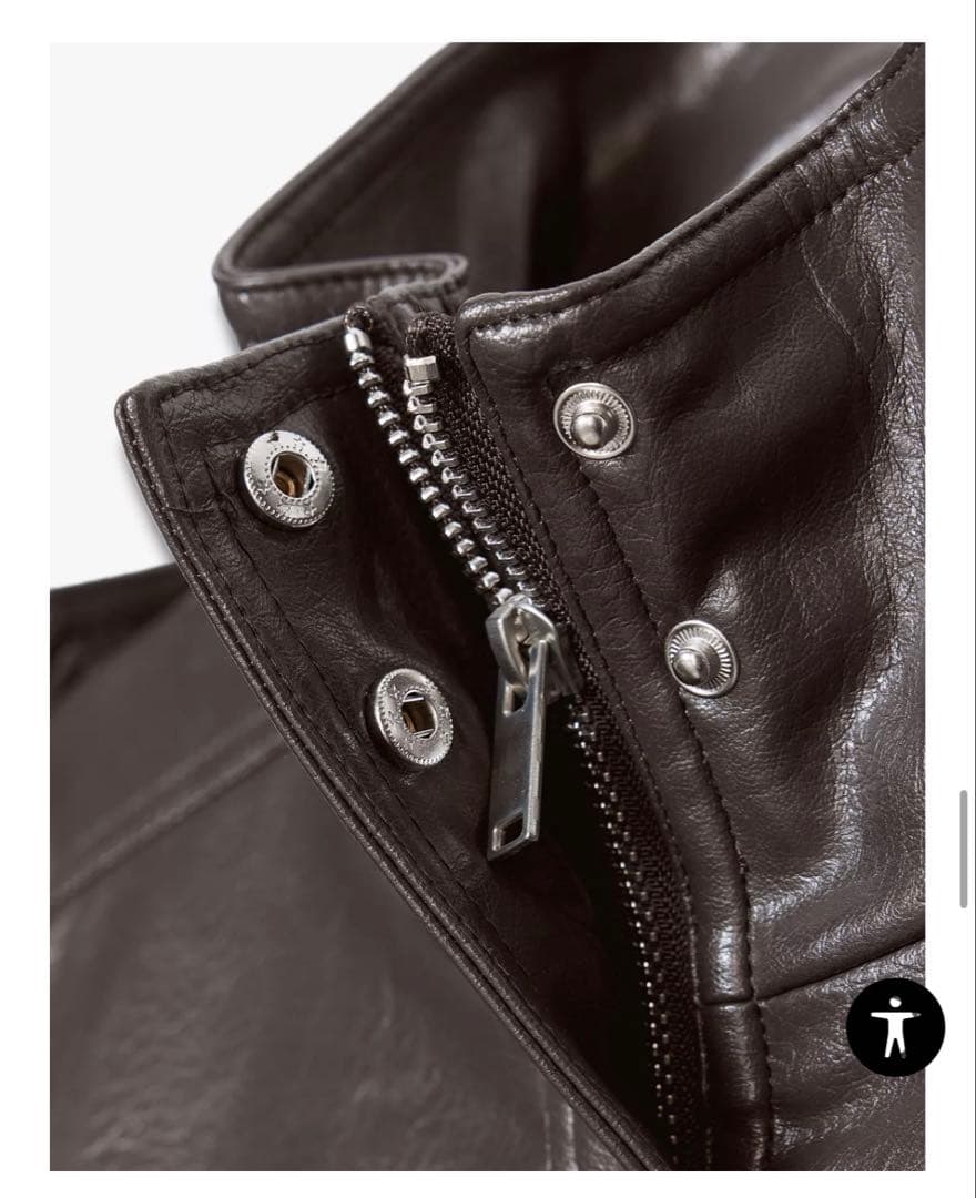 ショートフェイクレザージャケット ダークブラウン