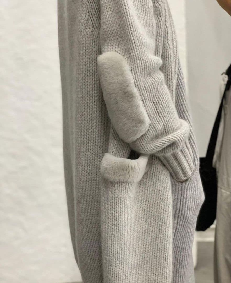 Drawer新品未使用ムートンパッチロングカーディガン