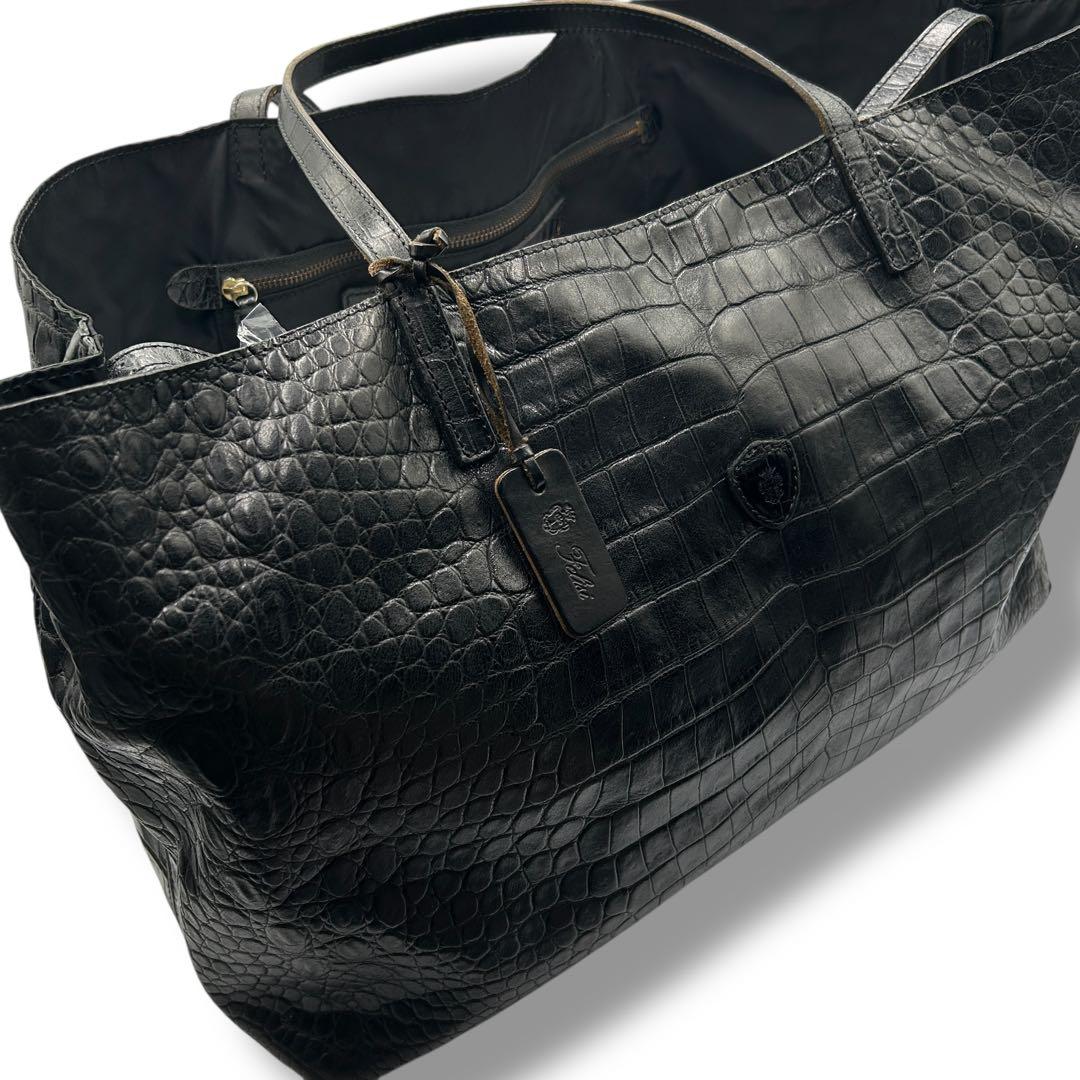 【フェリージ】トートバッグ レザー クロコ型押し BLACK 10-45