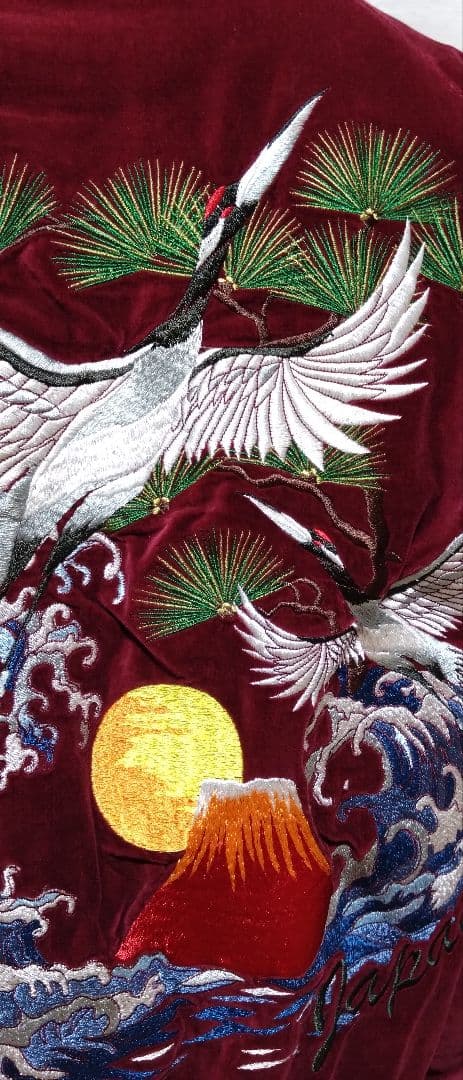 kula 倉 クラ ベロアスカジャン 松・鶴・赤富士・波刺繍仕様 Ｍ 状態良品！