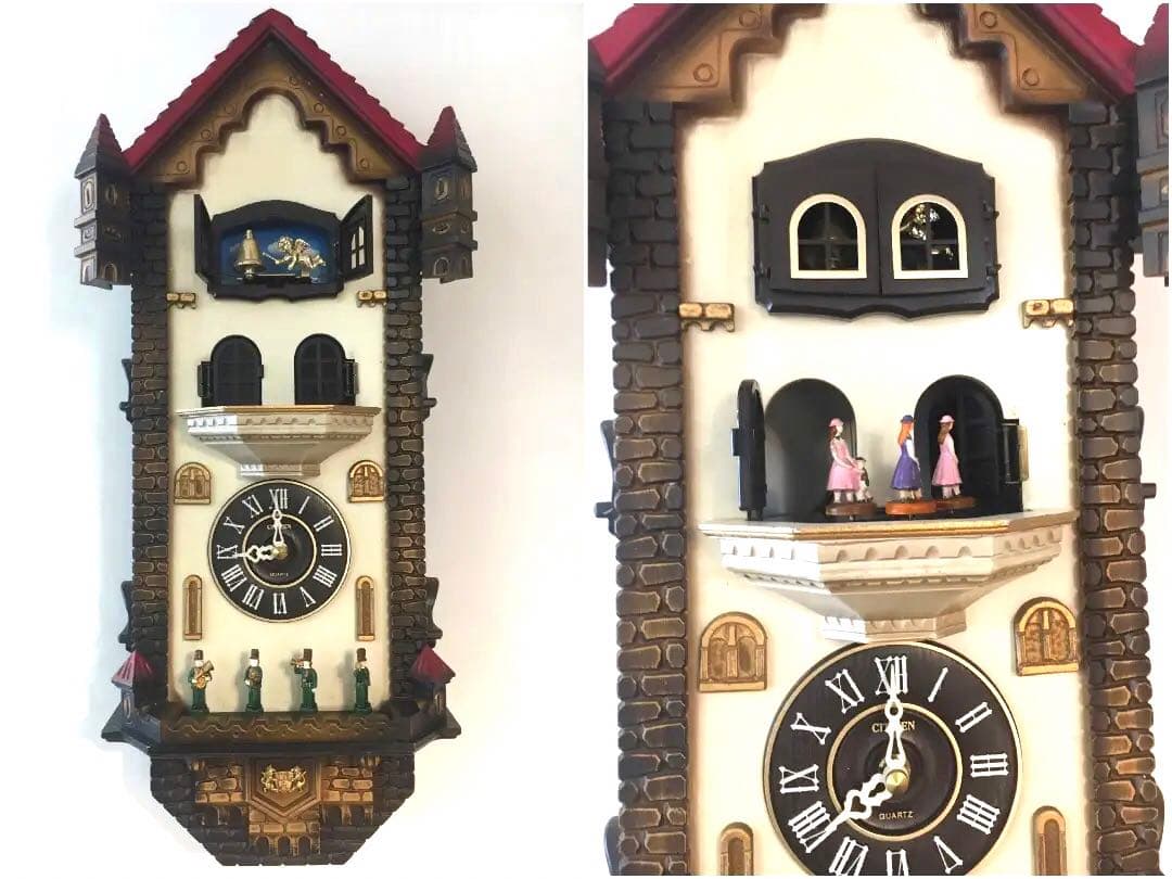 ●からくり時計●CITIZEN シチズン オルゴール 木製 鐘 ヴィンテージ