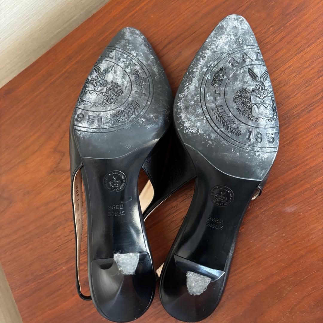 BALLY バリー 本革 スリングバック黒 36EU ポインテッドトゥ