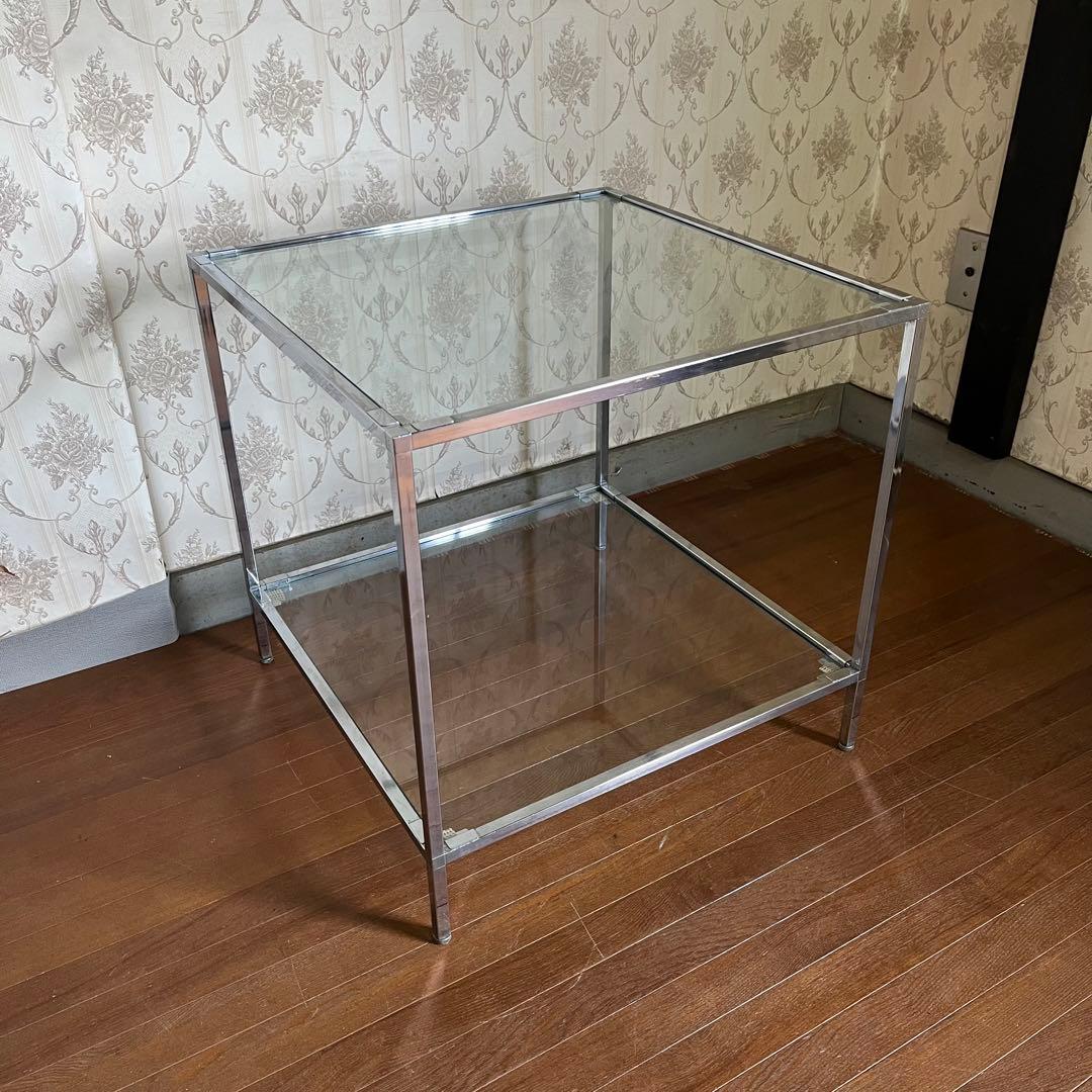 【アンティーク】アイアンフレーム 2段 ガラスラック 飾り棚 シェルフ 什器