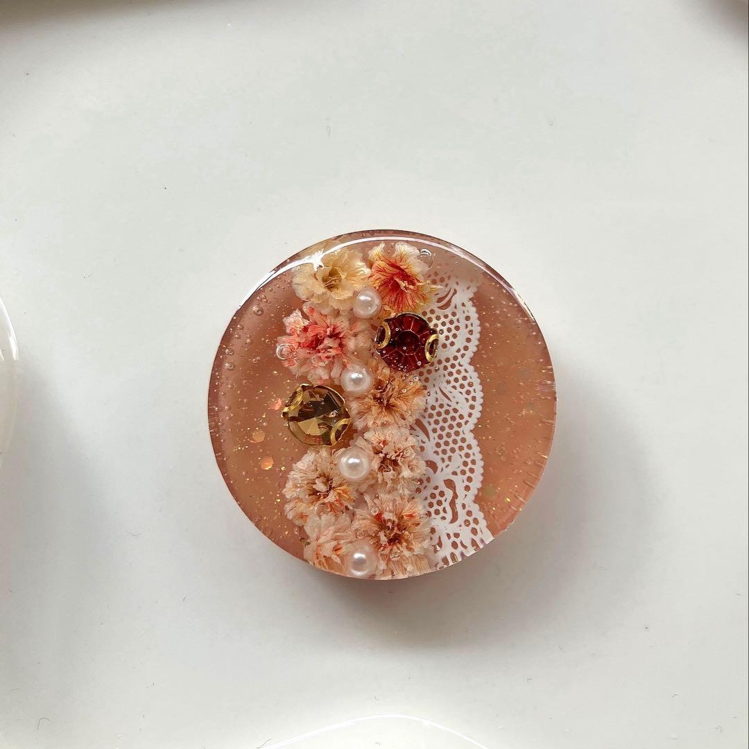 レジン　ヘアゴム　ブラウン◡̈♥︎ ドライフラワー　レース