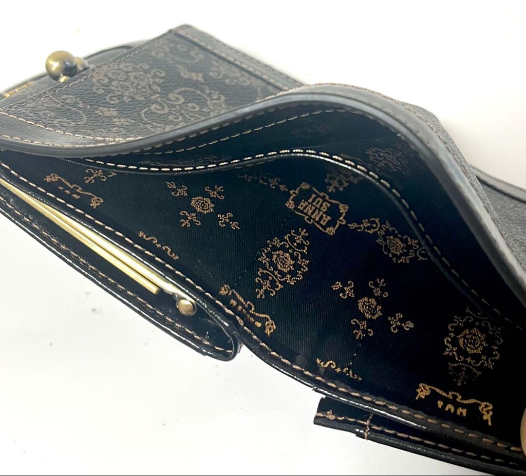 【るぅ様】 ANNA SUI 財布 リーブル 黒 三つ折り がま口