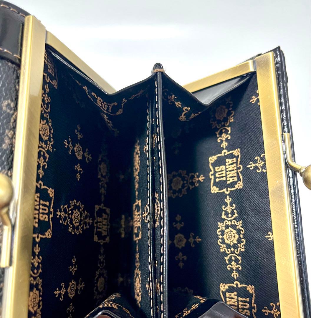 【るぅ様】 ANNA SUI 財布 リーブル 黒 三つ折り がま口