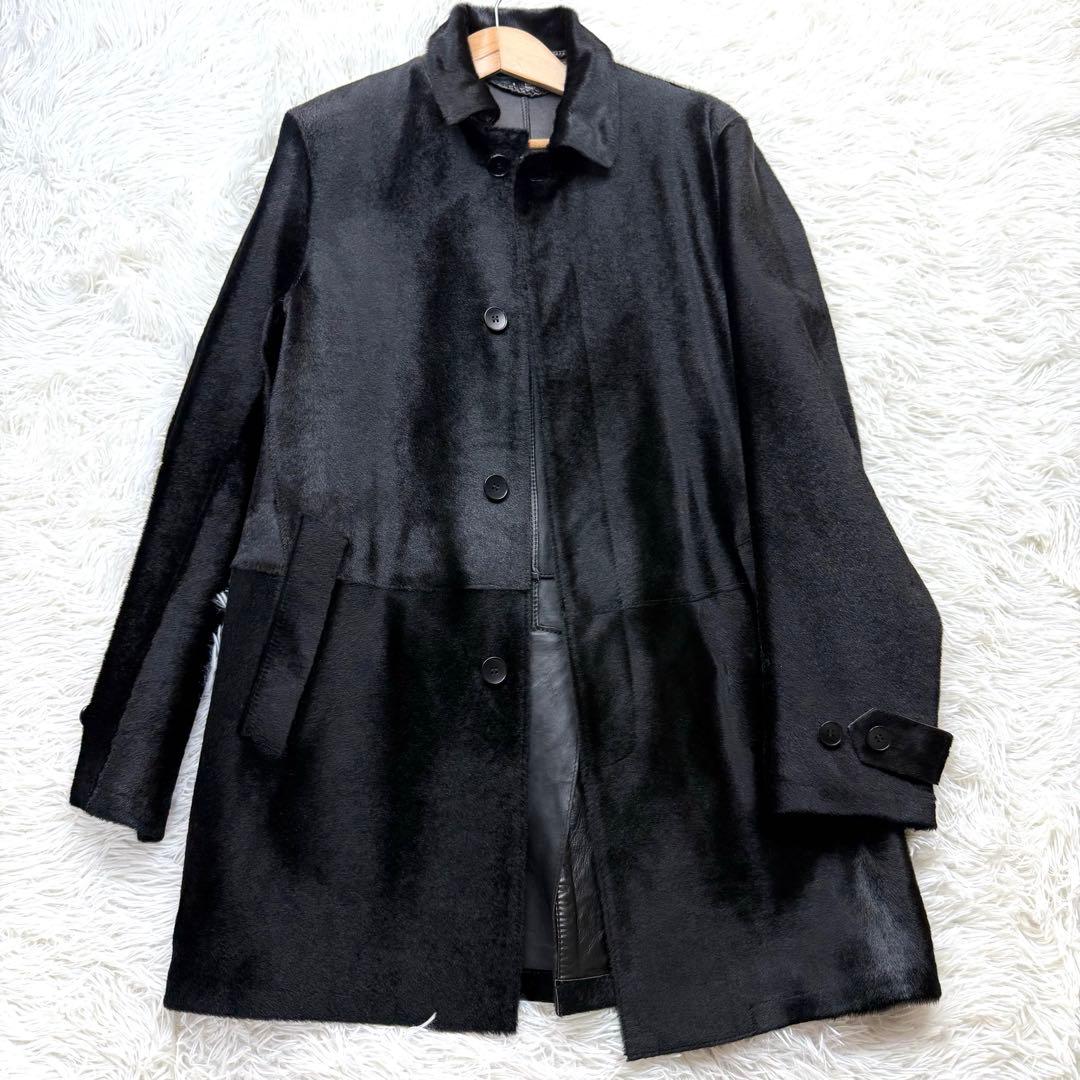 ✨美品・希少✨ Theory ベビー カーフ ロング レザーコート S ブラック