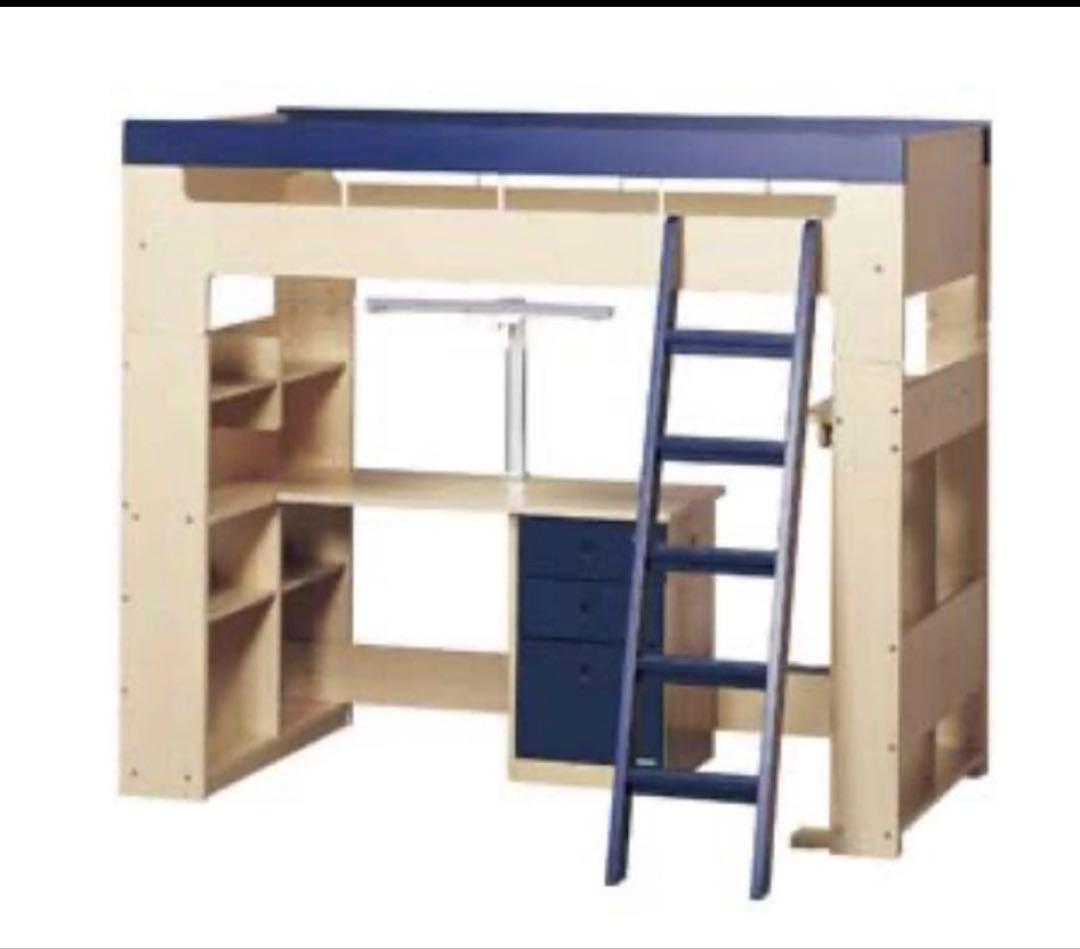 ロフトベッド デスク付き システムベッド　ネイビー　コイズミ学習デスク　椅子付き