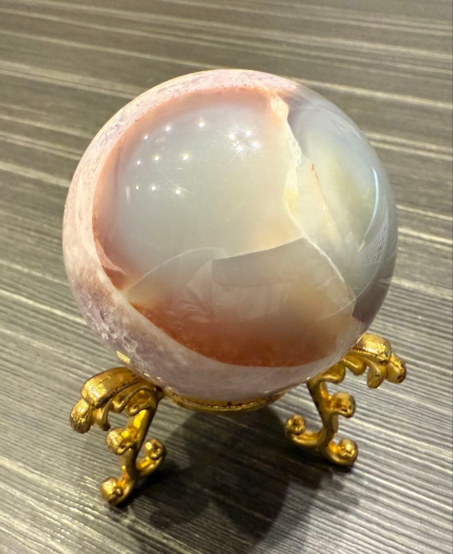 珍しい共生 ピンクアメジスト スフィア 丸玉 桜瑪瑙 ザクザク 天然石