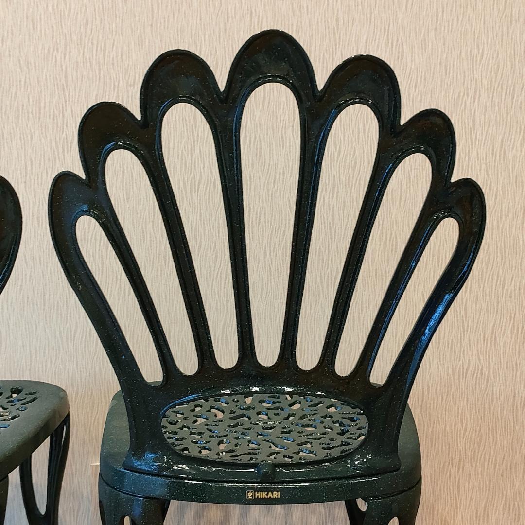 〈未使用〉ヒカリ　鋳物チェア　バレンシア　ガーデン　2脚セット