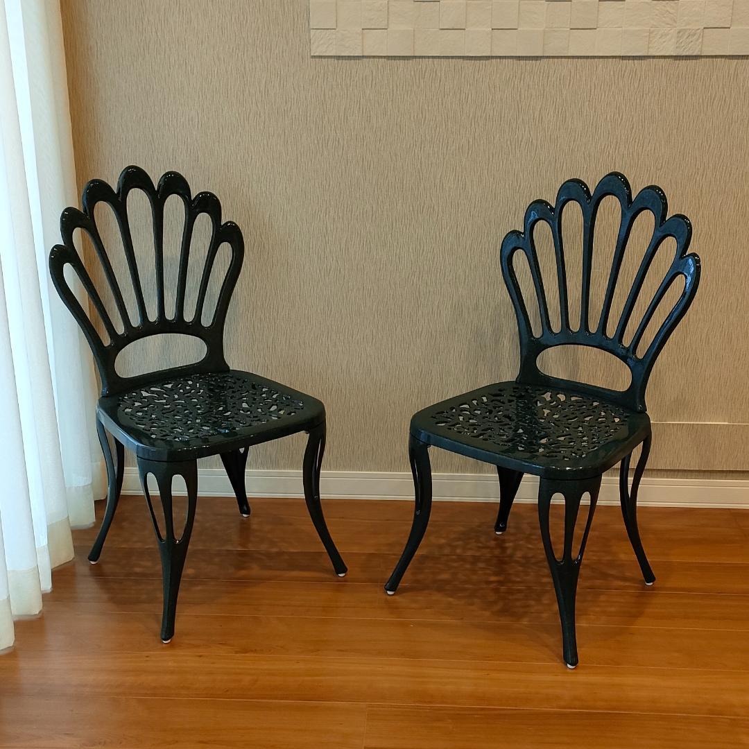 〈未使用〉ヒカリ　鋳物チェア　バレンシア　ガーデン　2脚セット