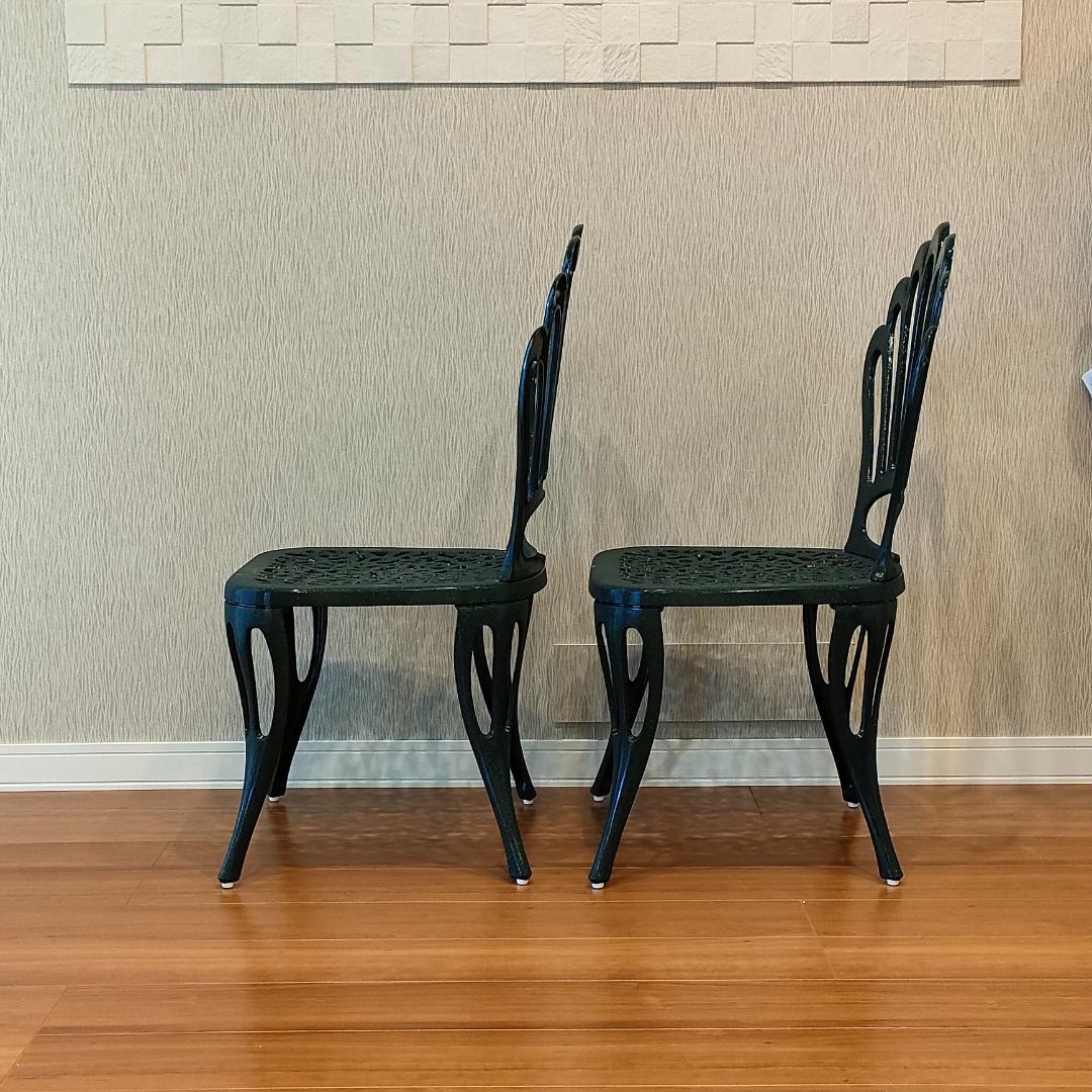 〈未使用〉ヒカリ　鋳物チェア　バレンシア　ガーデン　2脚セット