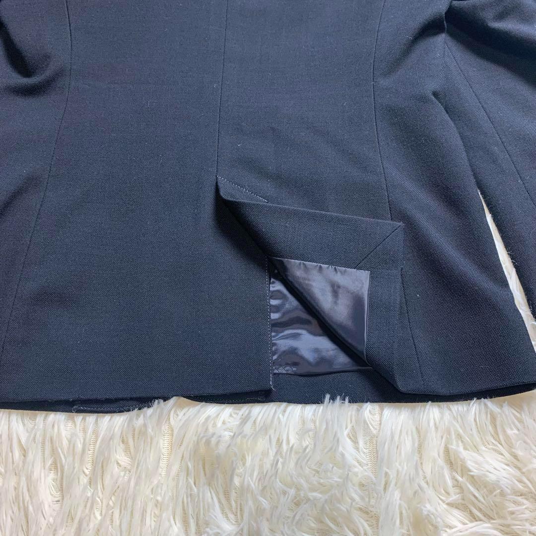 グリーンレーベルリラクシング パンツスーツ ノーカラー ダークネイビー L M紺