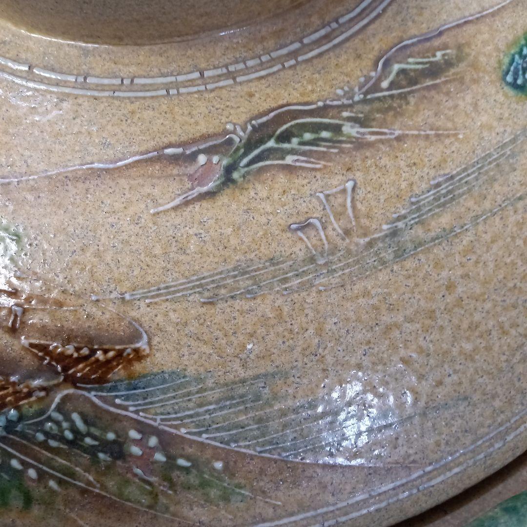 セール大幅値下げ未使用　萬古焼　手作り　置物　特大土鍋　山と木の模様