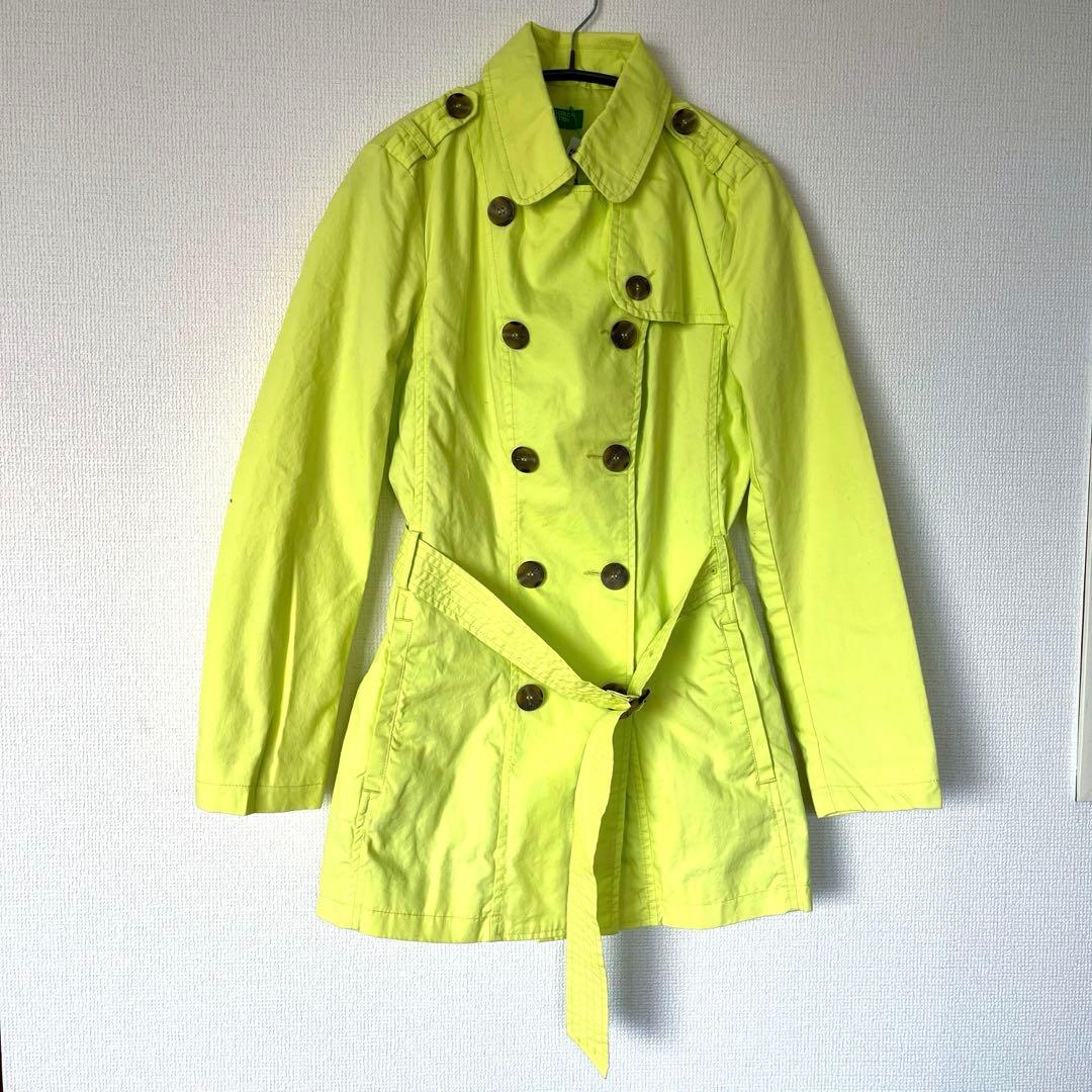 【BENETTON】トレンチコート (IT40/ライムイエロー)